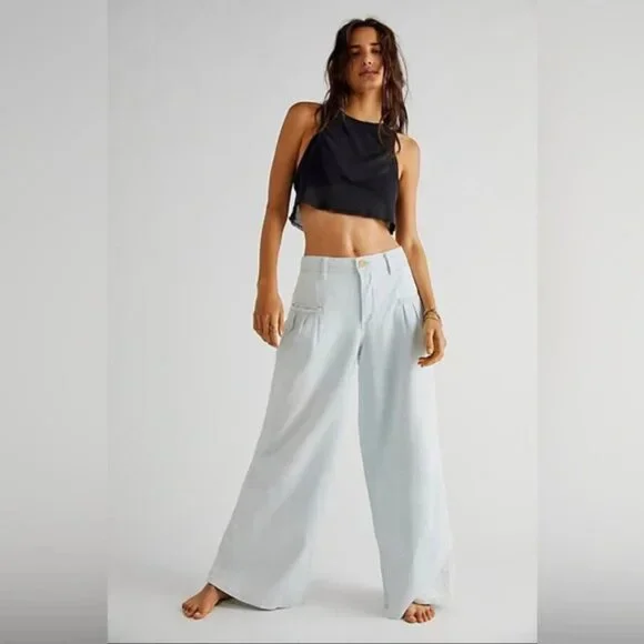 065 Free People Charlie Wide-Leg Jeans New without Tags Sizes 28/29 Avail - Picture 1 of 6